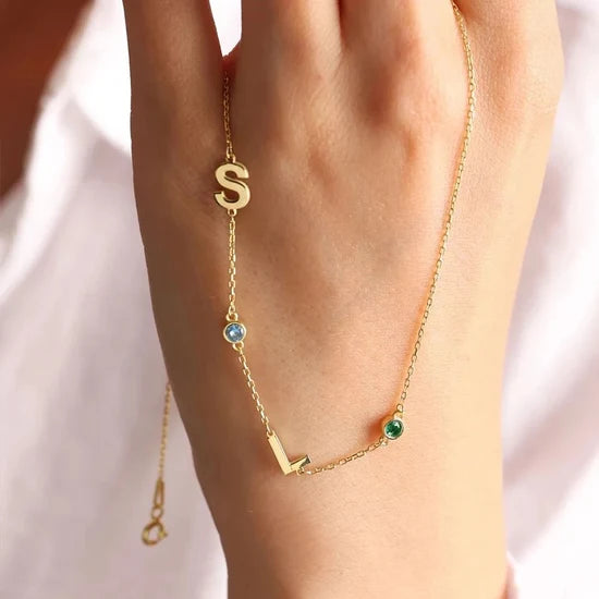 Collar Personalizado con Inicial y Piedra de Nacimiento