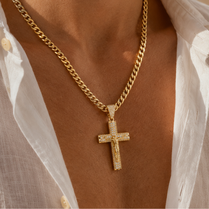 Cadena con Cruz de Oro de 14K
